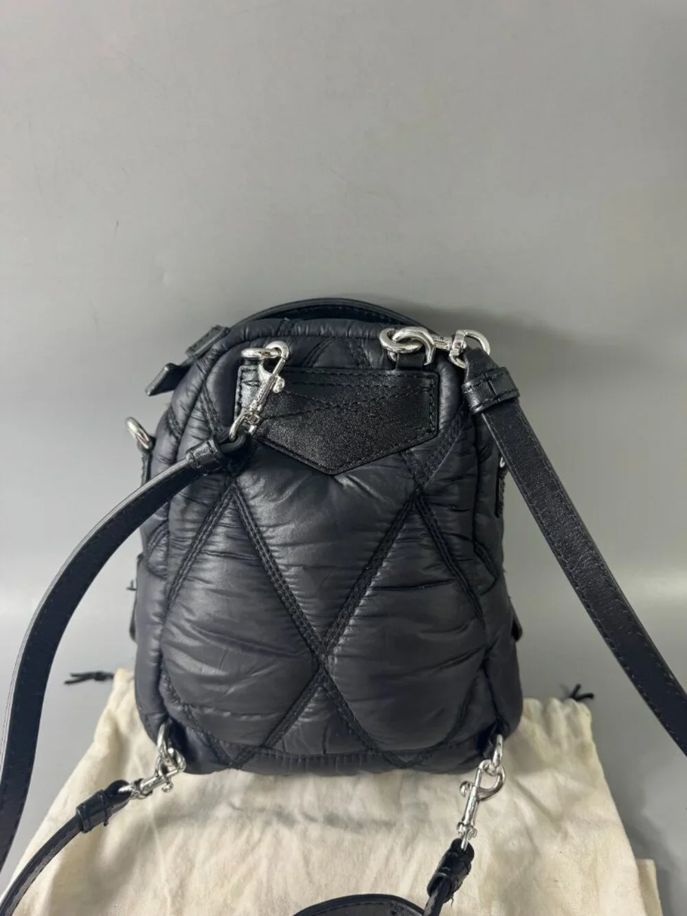 Authentic MOSCHINO QUILTED NYLON SMALL BACKPACK/SHOULDER BAG